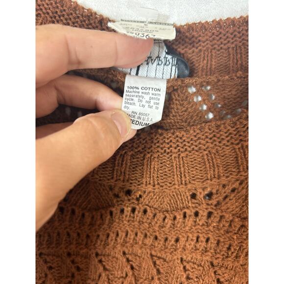 Vintage Sweater Medium Brown NEW Old Stock Open Knit Paul Harris USA - Picture 9 of 11